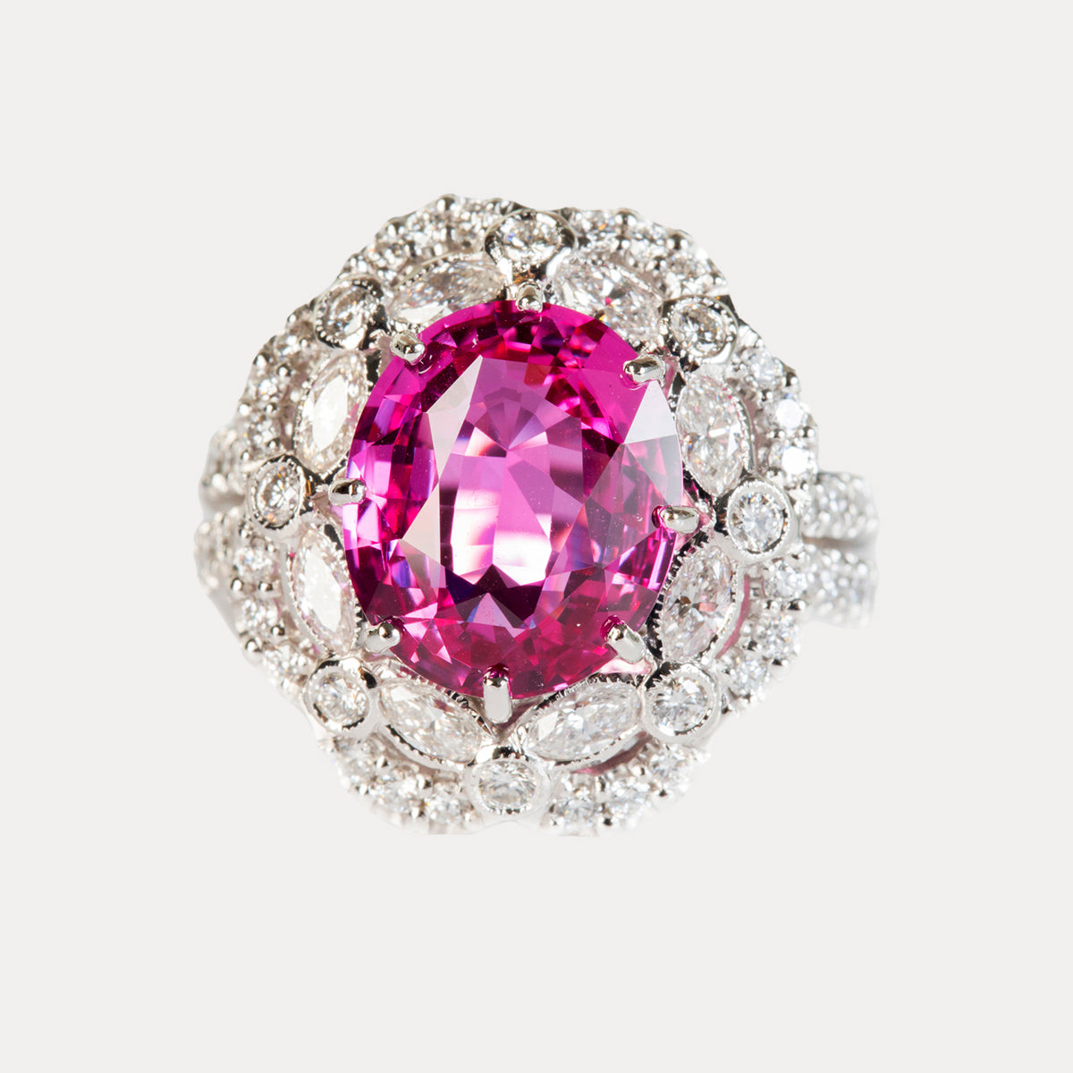 Oval Pink Sapphire Diamond Ring