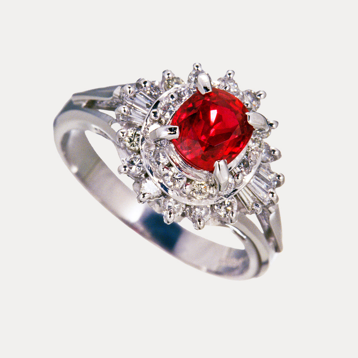 Rectangular Roby Diamond Classic Ring