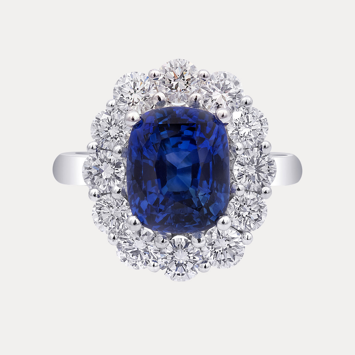Rectangular Sapphire Diamond Classic Ring